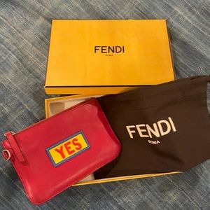 FENDI leather pouch with key chain